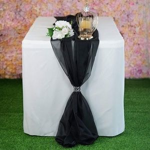 18" W x 180" L Chiffon Table Runner, Black